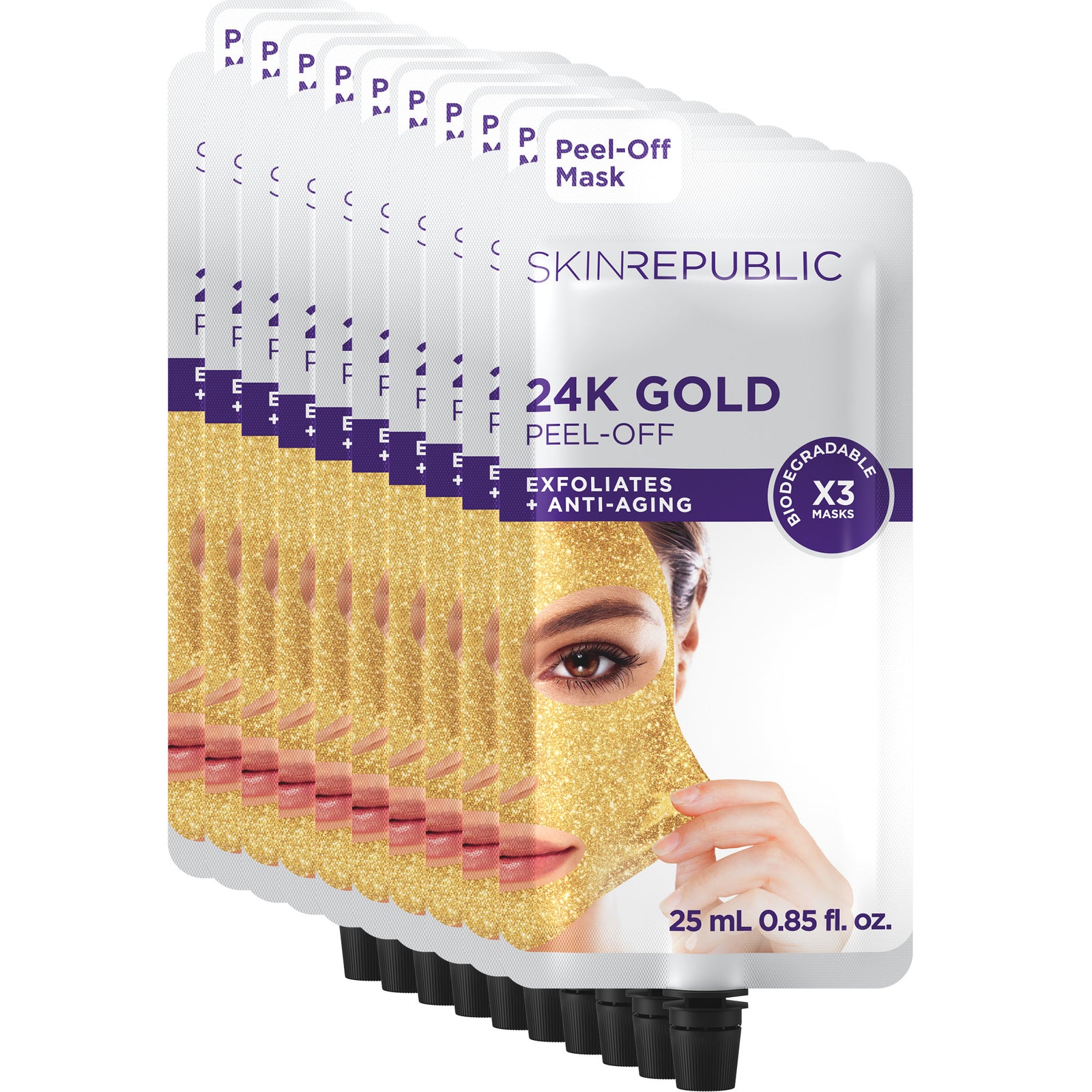 10 Pack 24K Gold Peel-Off Face Mask