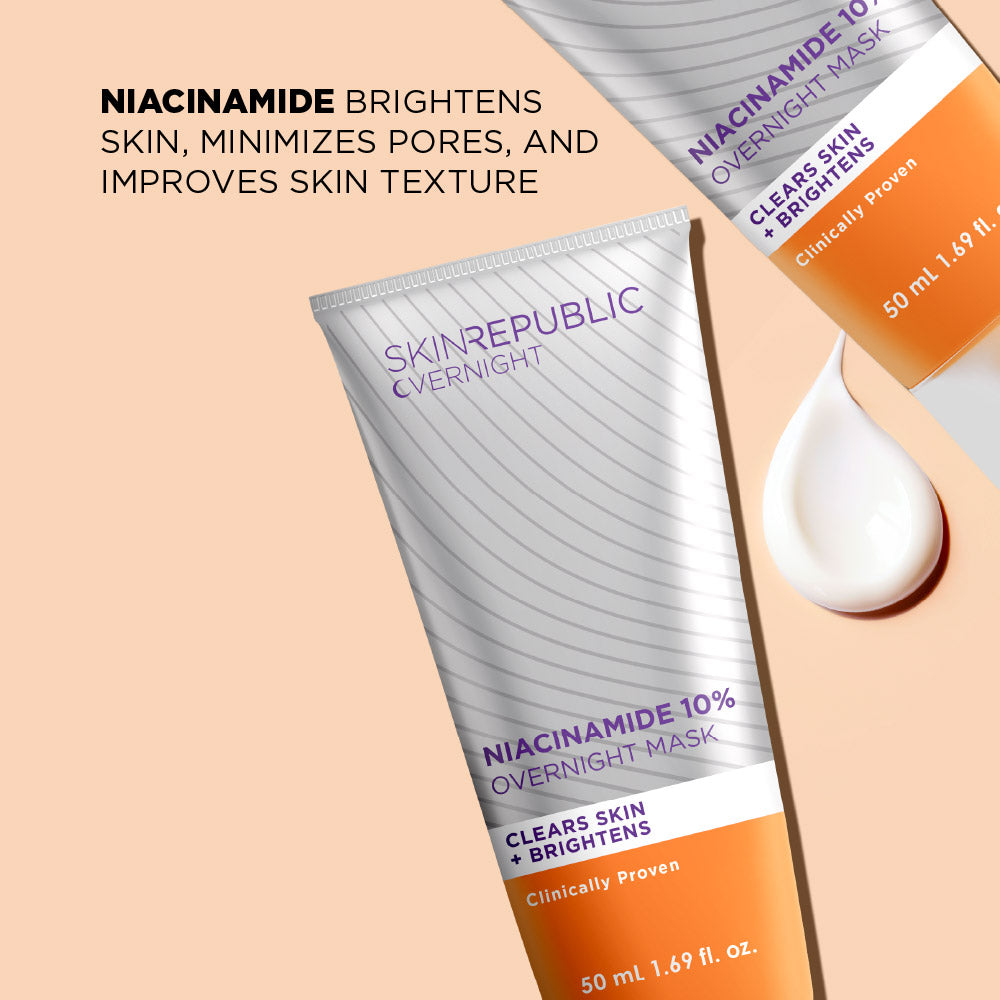 Skin Republic Niacinamide 10% Overnight Mask on a beige background