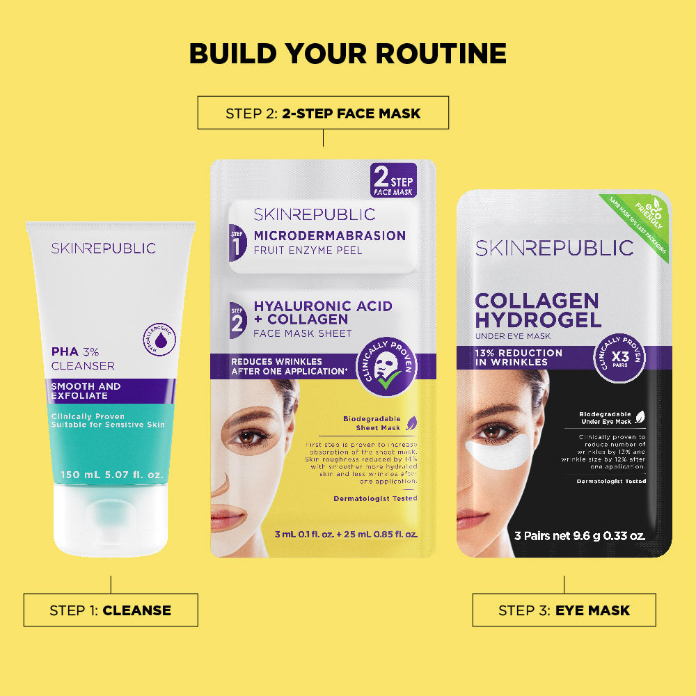2 Step Hyaluronic Acid + Collagen Biodegradable Face Mask