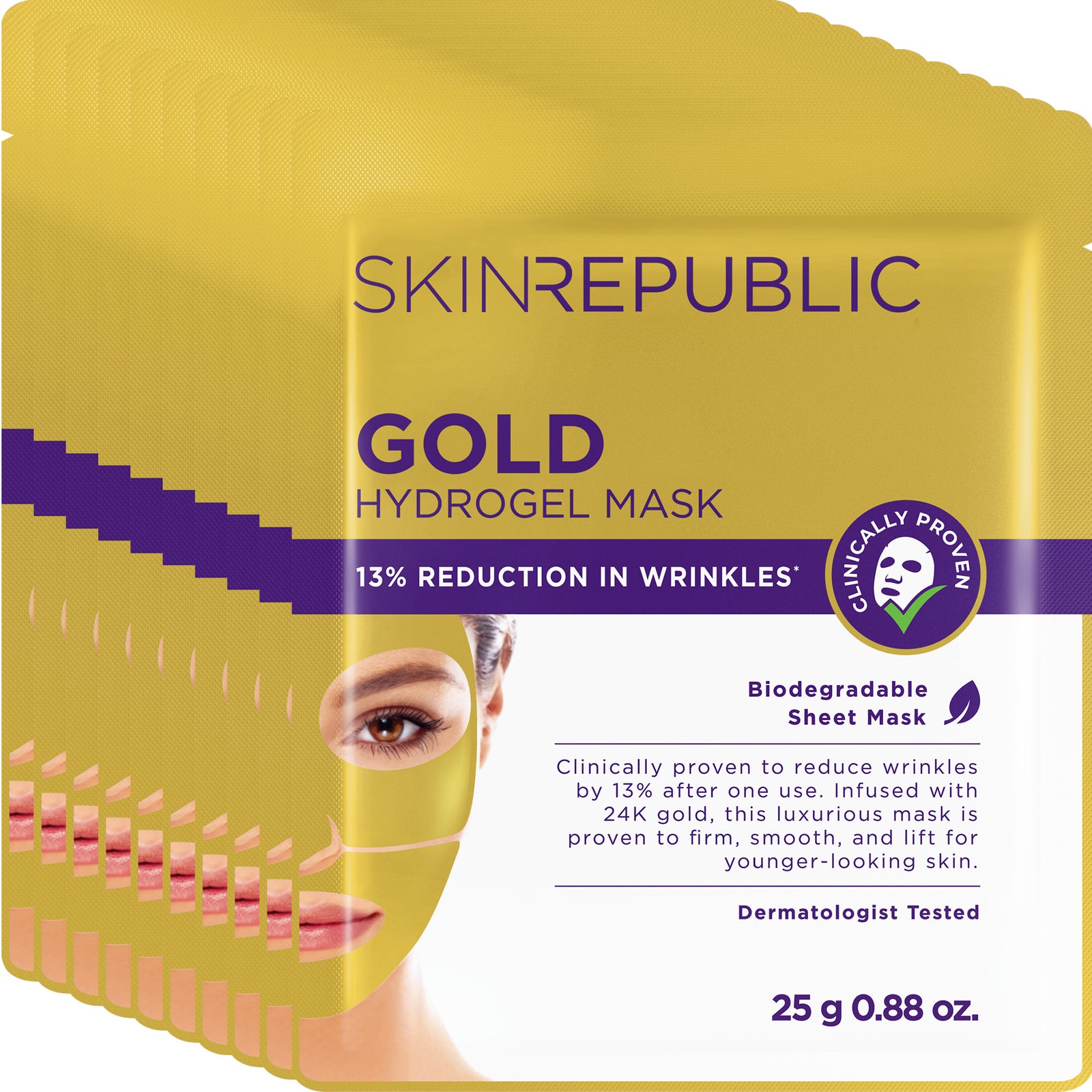 10 Pack Gold Hydrogel Biodegradable Face Mask