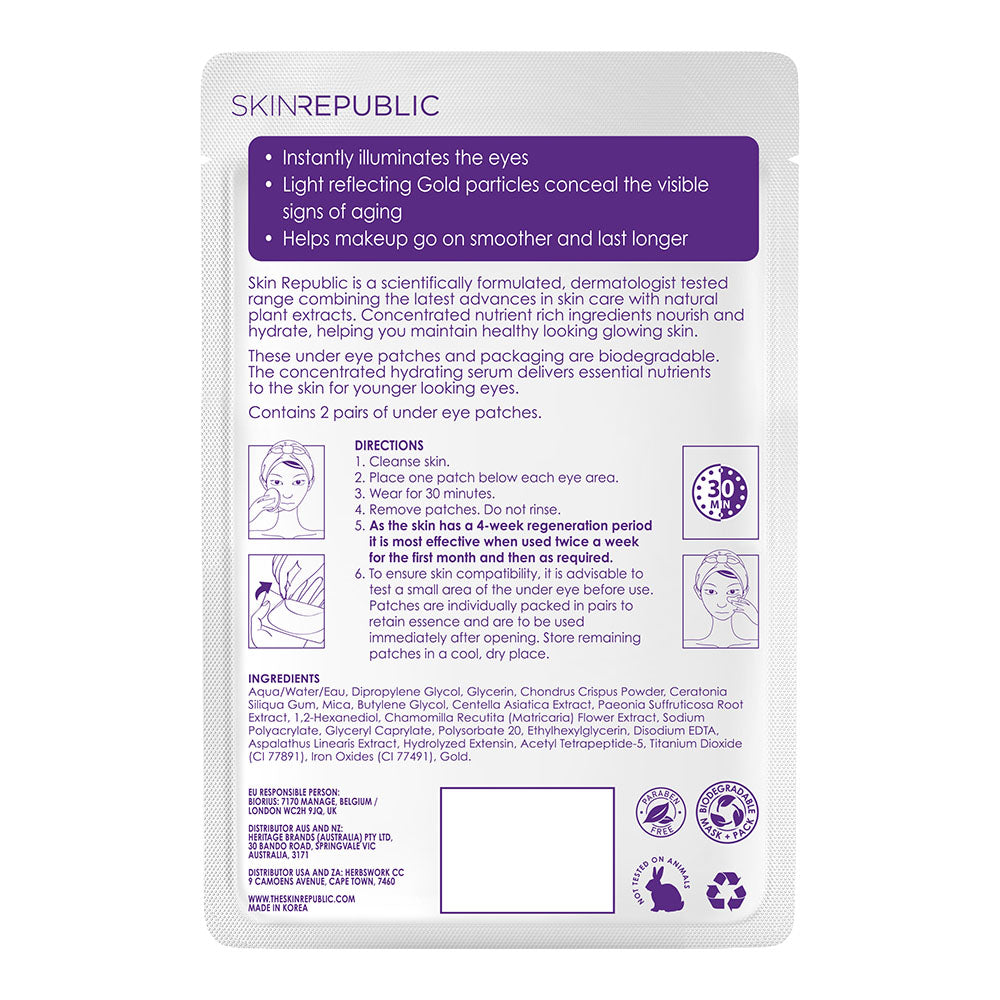 10 Pack 24K Gold Aquagel Biodegradable Under Eye Patch