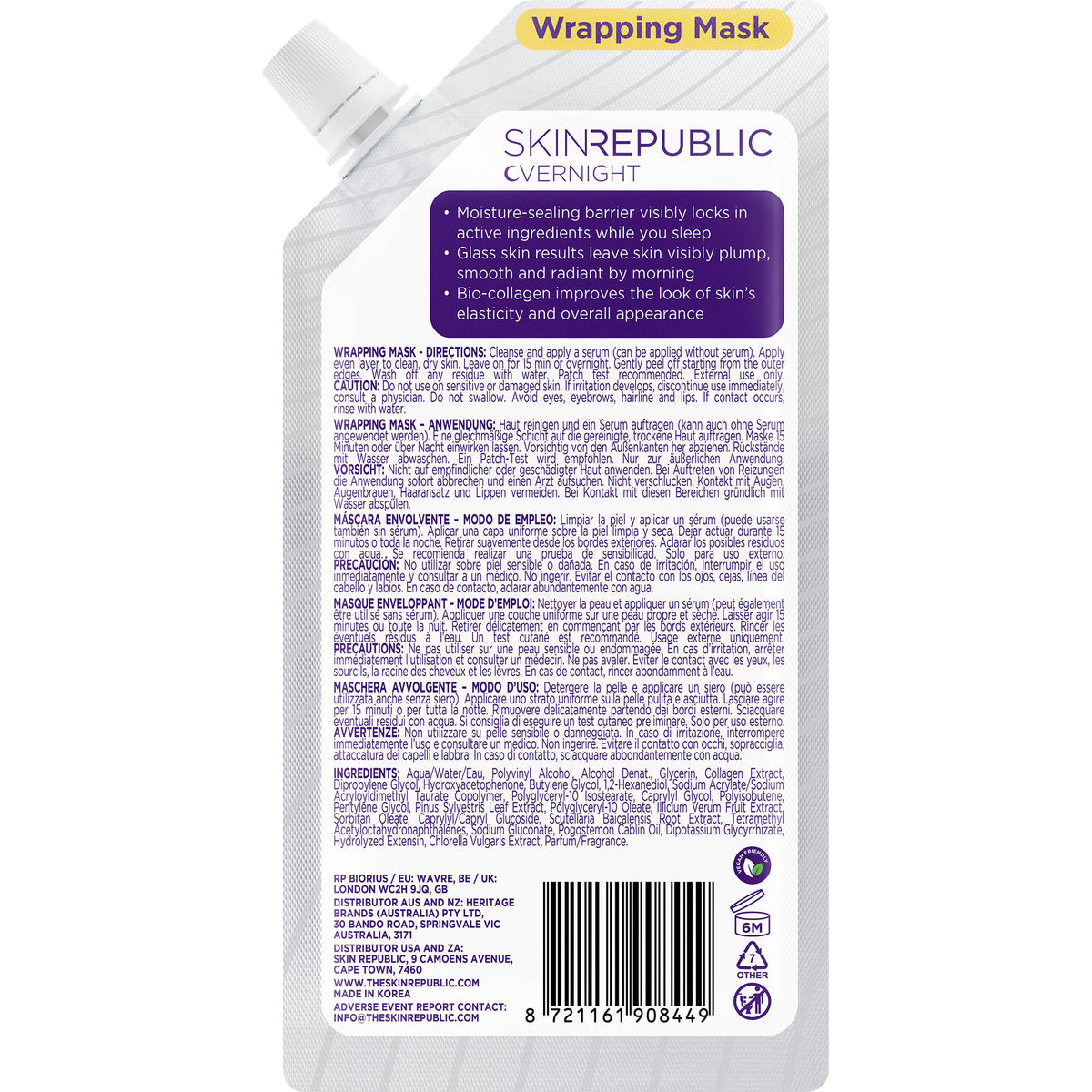 10 Pack Bio-Collagen Overnight Wrapping Mask