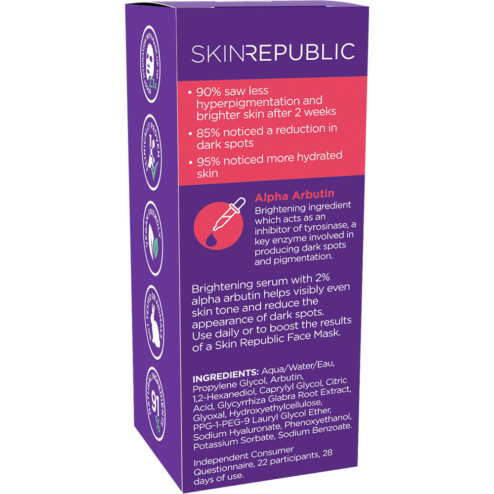 Purple Skin Republic product packaging with text and icons on a white background