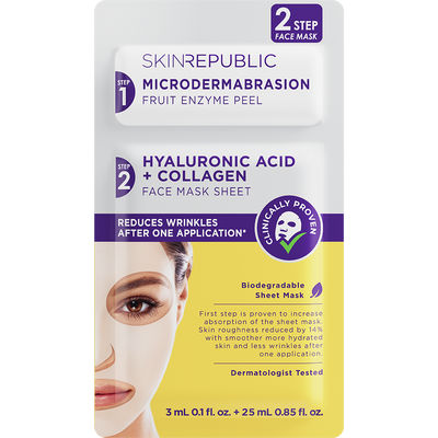 2 Step Hyaluronic Acid + Collagen Biodegradable Face Mask