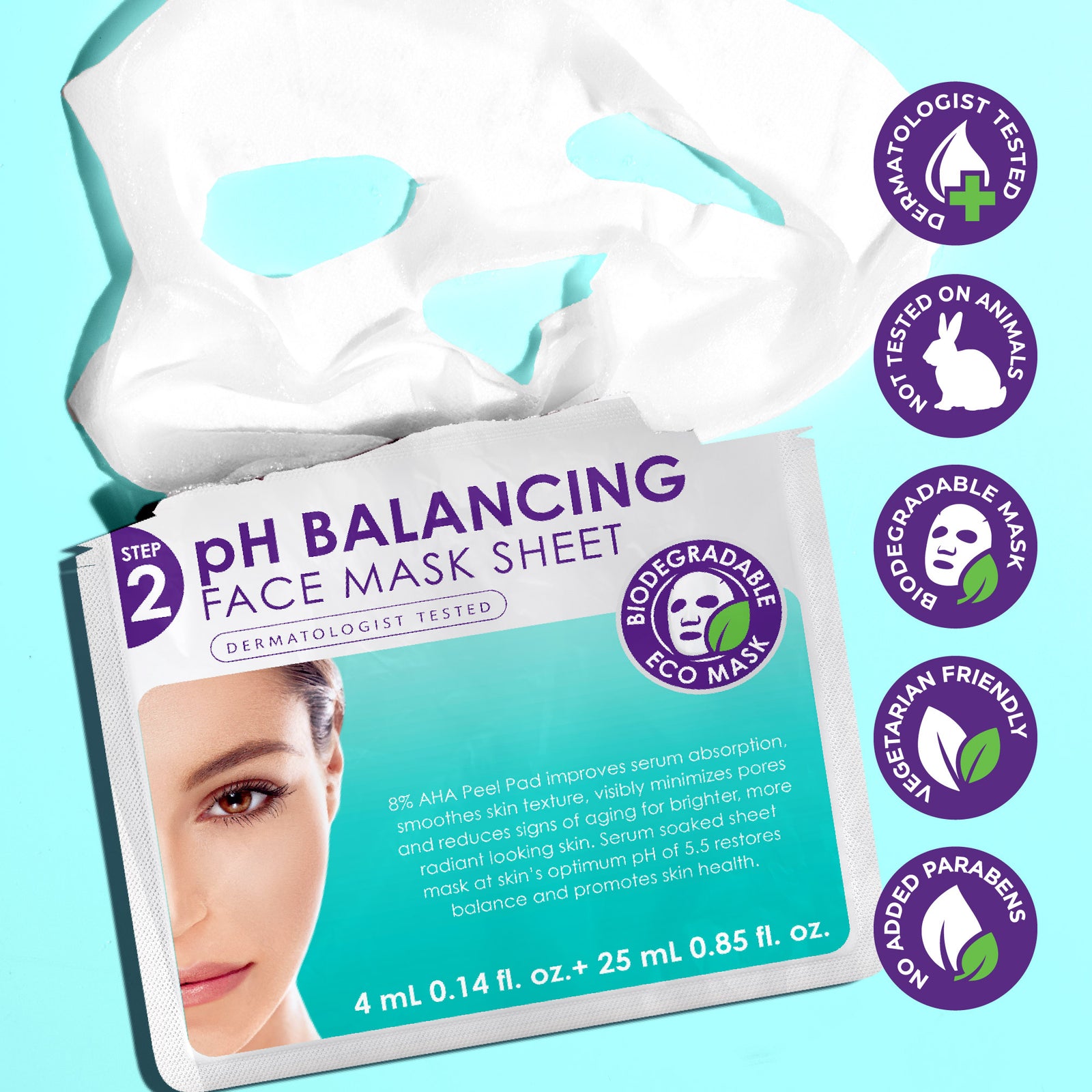 10 Pack 2 Step 8% AHA Peel Pad + pH Balancing Face Mask