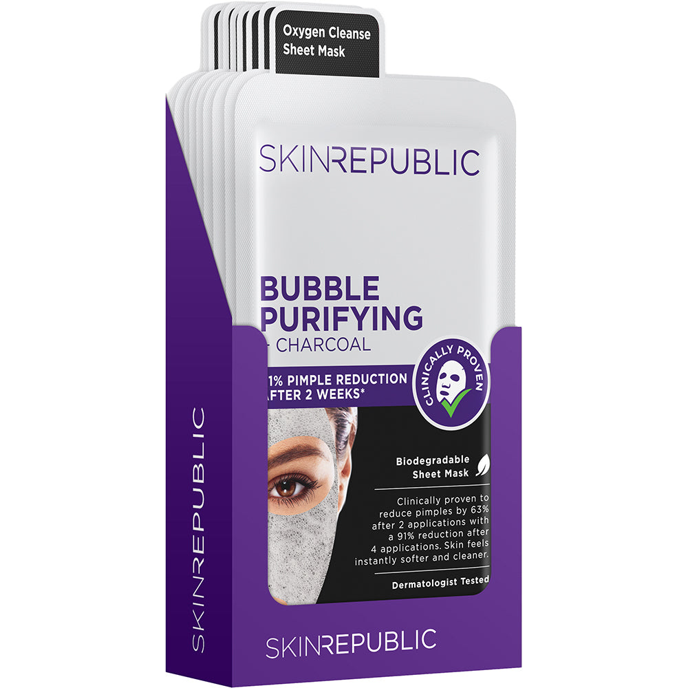 10 Pack Bubble Purifying + Charcoal Face Mask Sheet