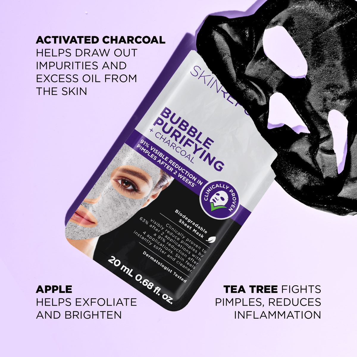 10 Pack Bubble Purifying + Charcoal Face Mask Sheet