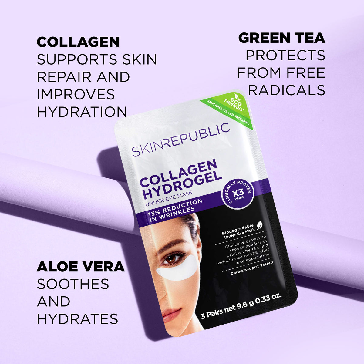 Collagen Biodegradable Hydrogel Under Eye Patch (3 Pairs)