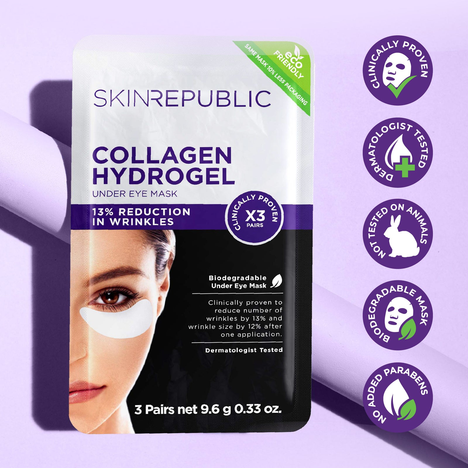 Collagen Biodegradable Hydrogel Under Eye Patch (3 Pairs)