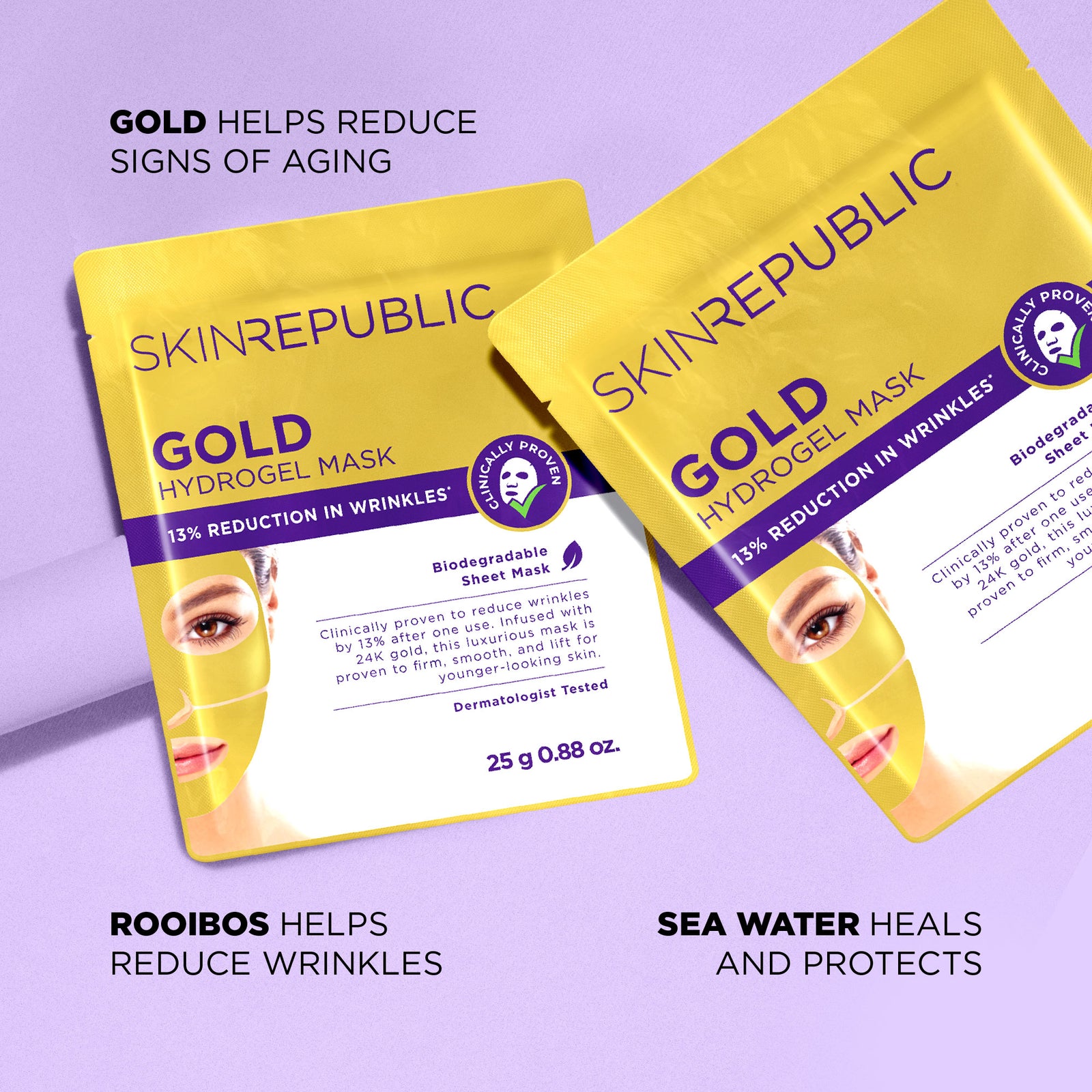 10 Pack Gold Hydrogel Biodegradable Face Mask