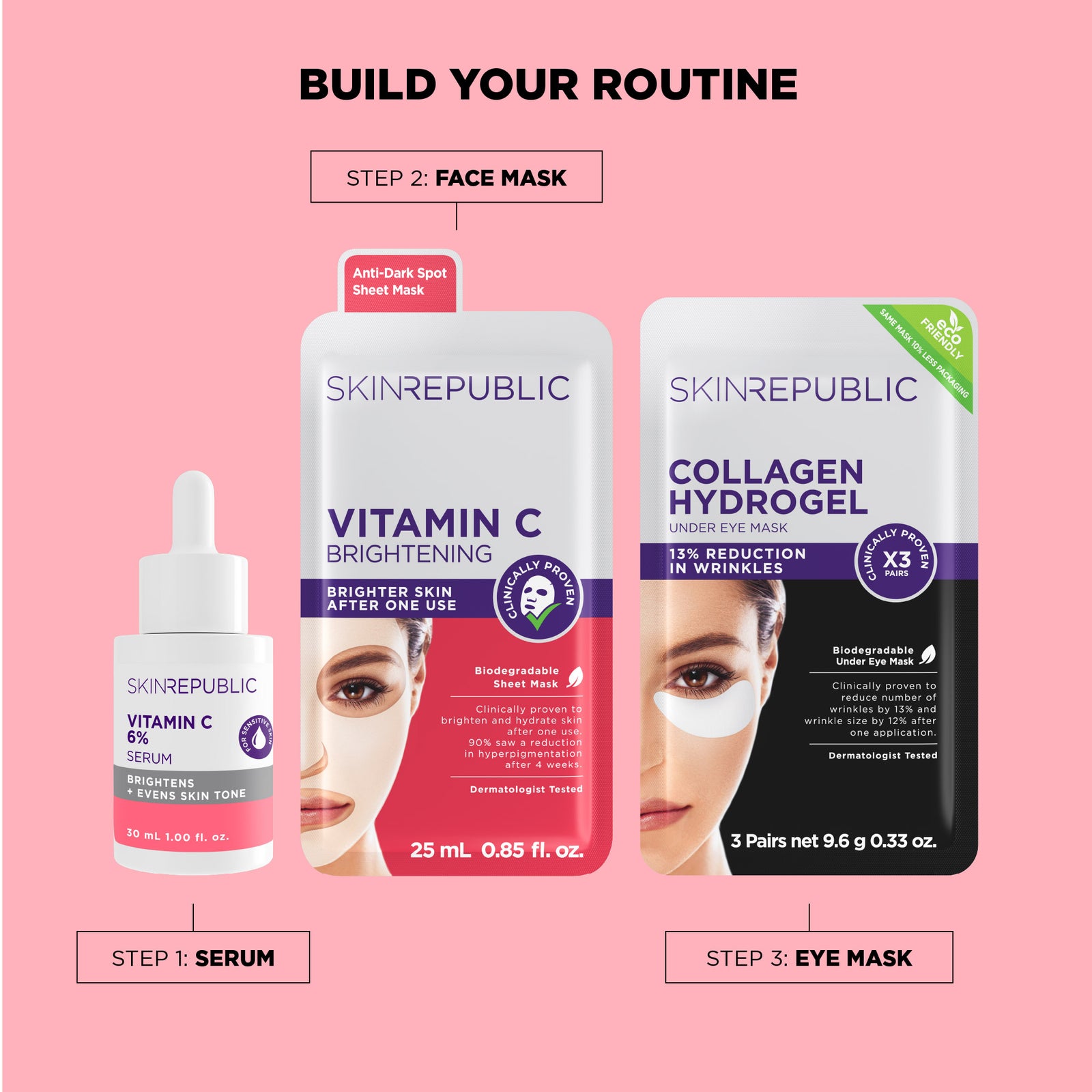 10 Pack Brightening Vitamin C Biodegradable Face Mask Sheet