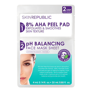 10 Pack 2 Step 8% AHA Peel Pad + pH Balancing Face Mask