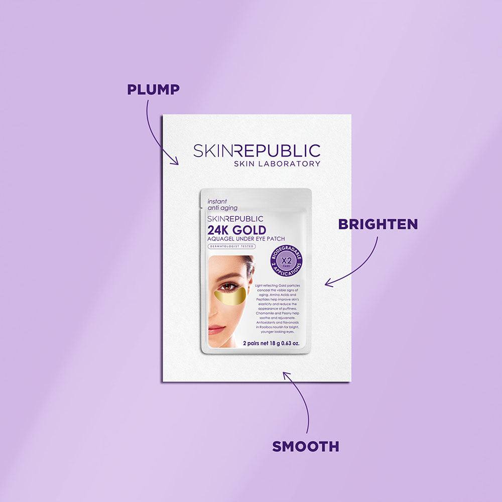 10 Pack 24K Gold Aquagel Biodegradable Under Eye Patch
