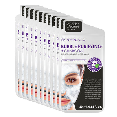 10 Pack Bubble Purifying + Charcoal Face Mask Sheet